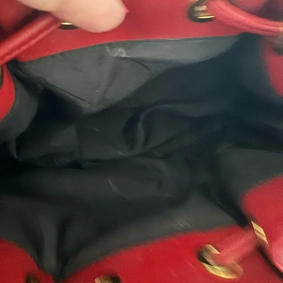 Aurielle Red and Gold Shoulder Bag with Drawstring Closure - Picture 8 of 8